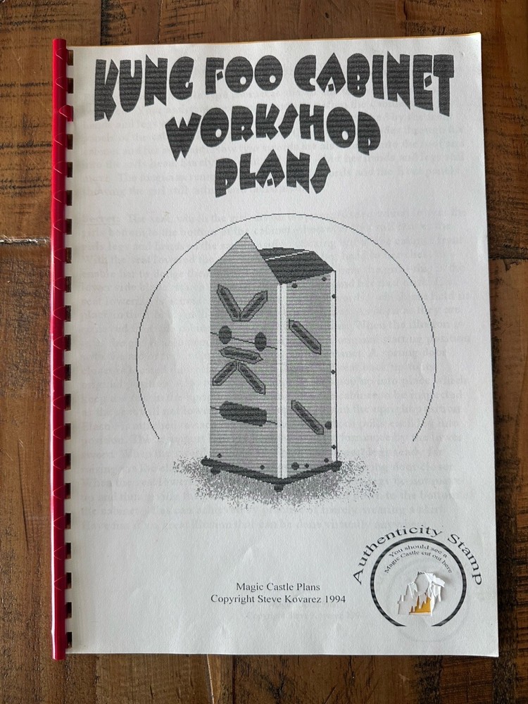 KUNG FOO CABINET WORKSHOP PLANS Stage Magic Castle Steve Kovarez Book 1994