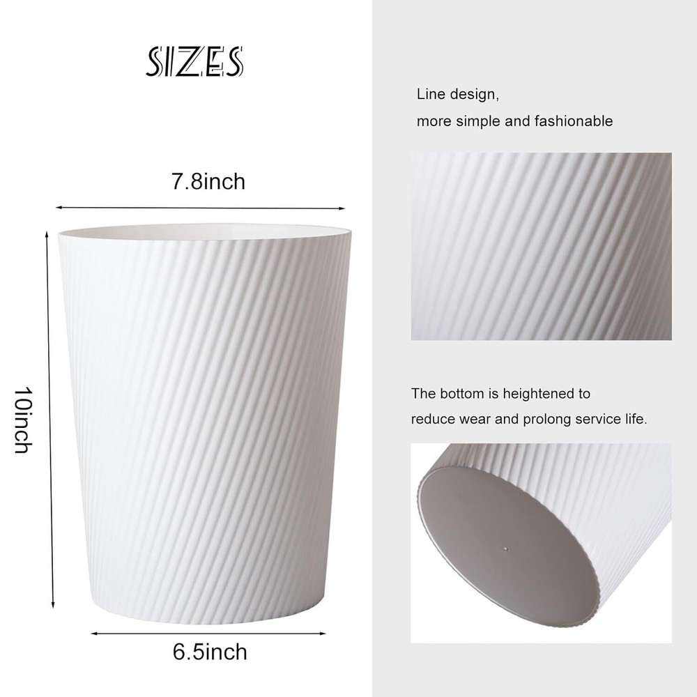 UUJOLY Small Trash Can Wastebasket Garbage Container Bins 1 Pack, White