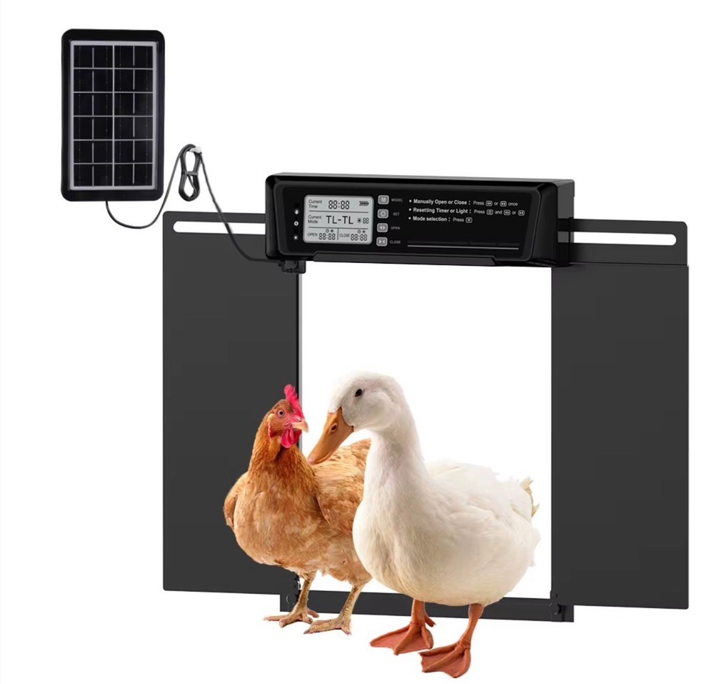 Automatic Chicken Coop Door with Timer & Light Sensor Solar Panel Chicken Coop