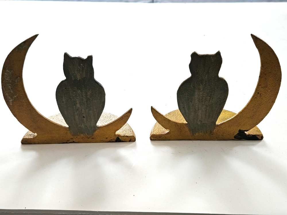 Folky Painted Owl Metal Bookends
