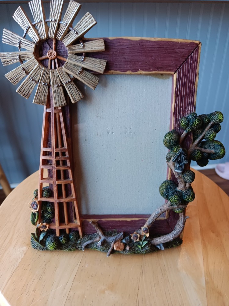 Picture Frame Windmill And Tree Resin Unique