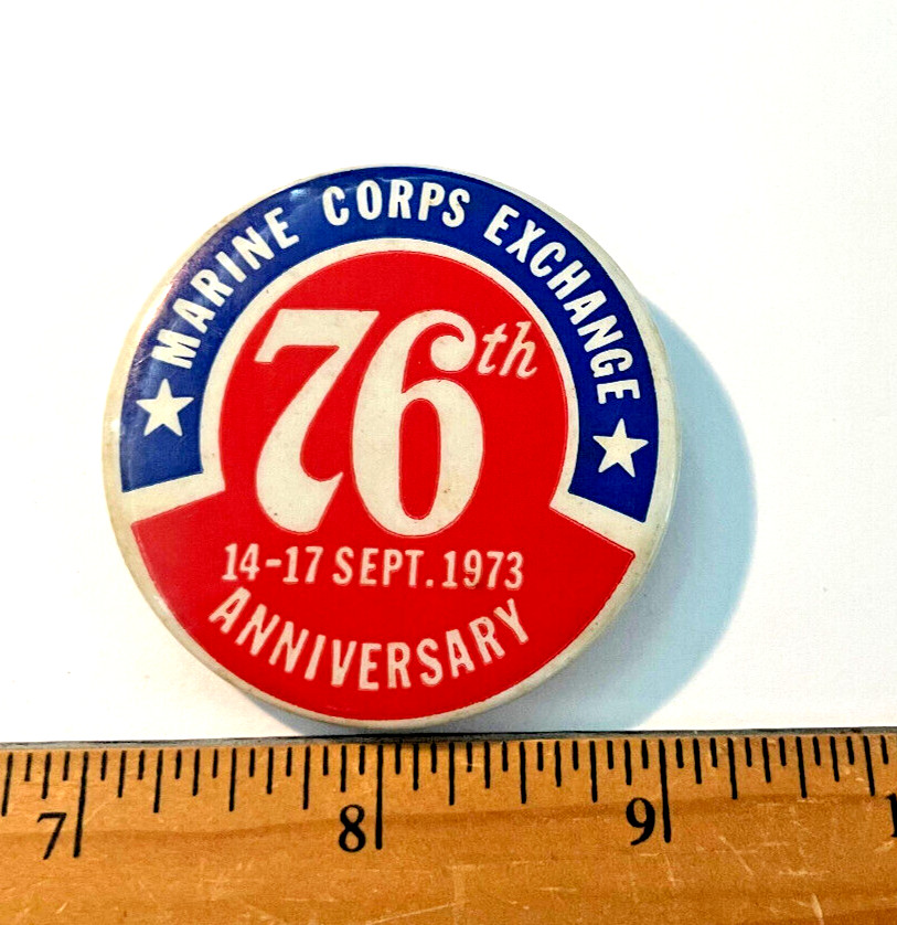 VTG 1973 Marine Corps Exchange 76th Anniversary Pinback Button