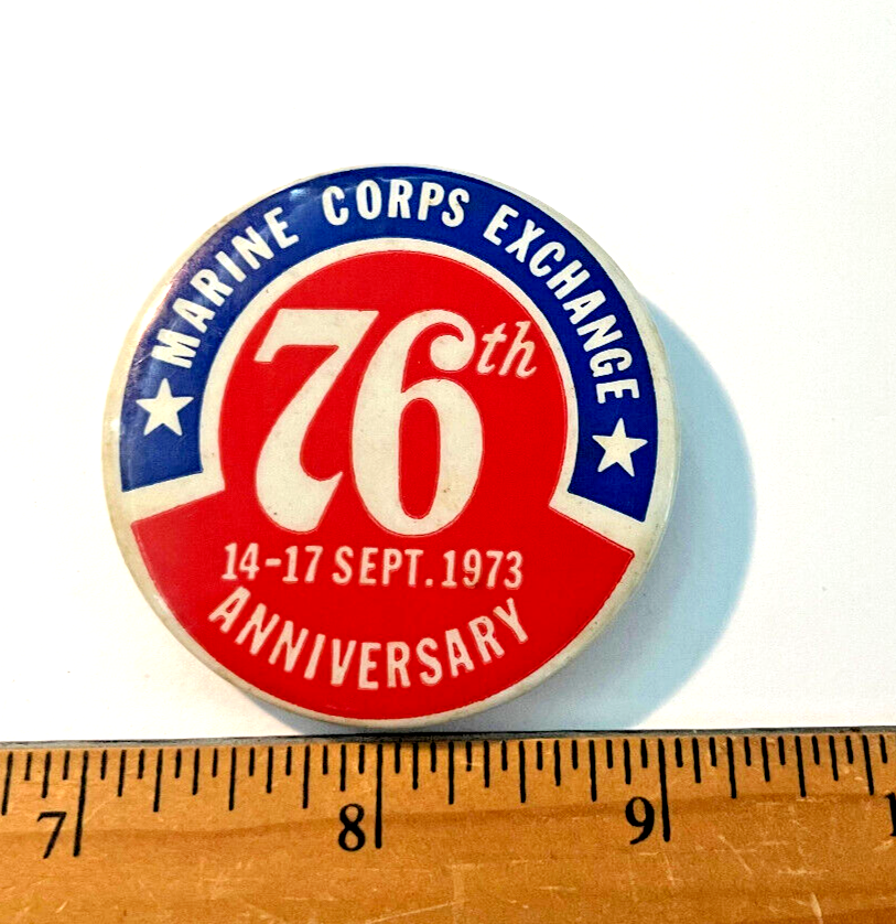 VTG 1973 Marine Corps Exchange 76th Anniversary Pinback Button
