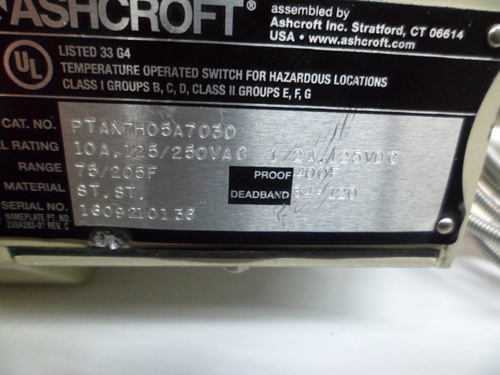 Ashcroft PTAN7H05A7030 Temperature Switch