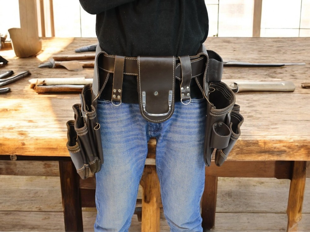 Leather Tool Belt for Construction, carpenter - Adjustable, tool belt, & comfort