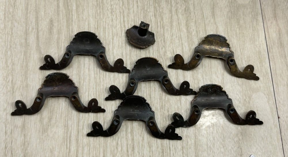 ART DECO Brass Drawer Pulls Set 7 AB London England