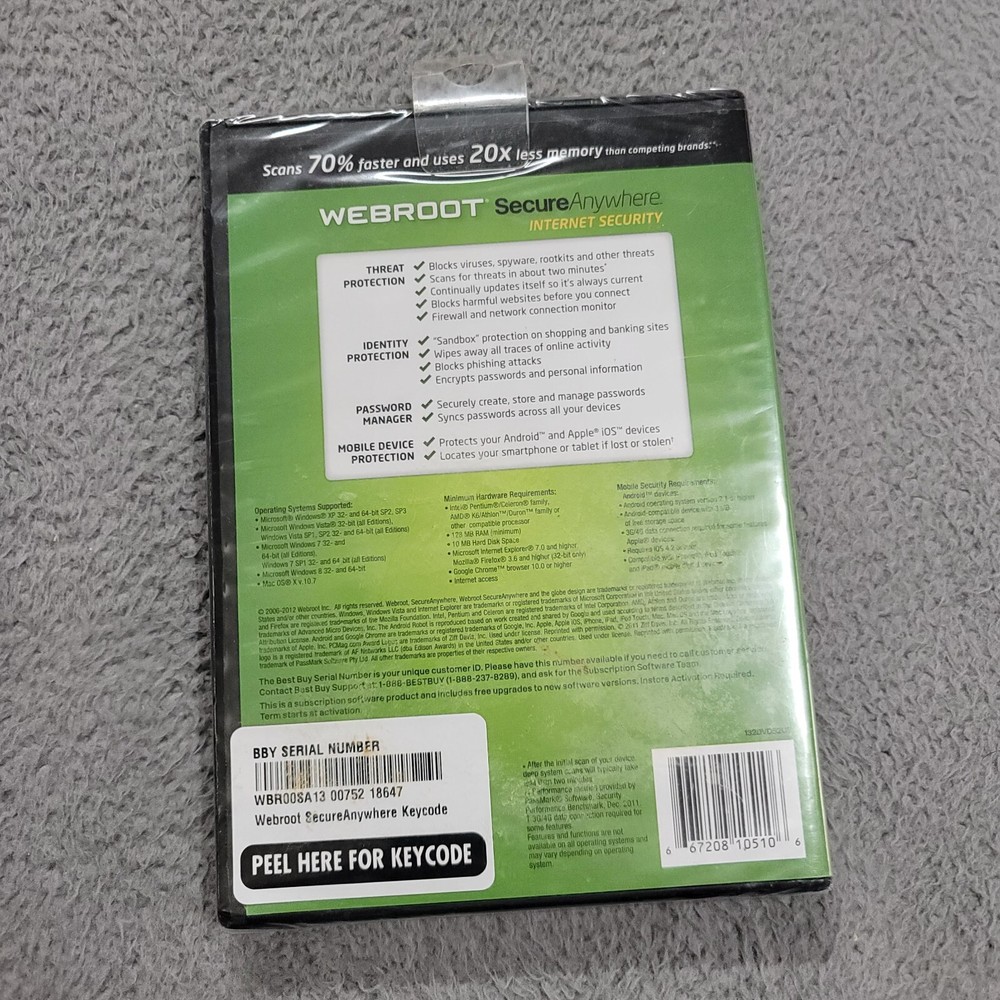 Webroot Secure Anywhere Internet Security WINDOWS 8 Compatible PC Mac or Mobile