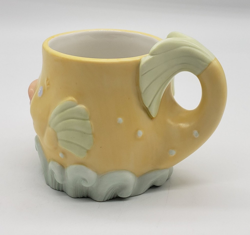 REED & BARTON Ceramic SEA TAILS Fish Cup Mug YELLOW
