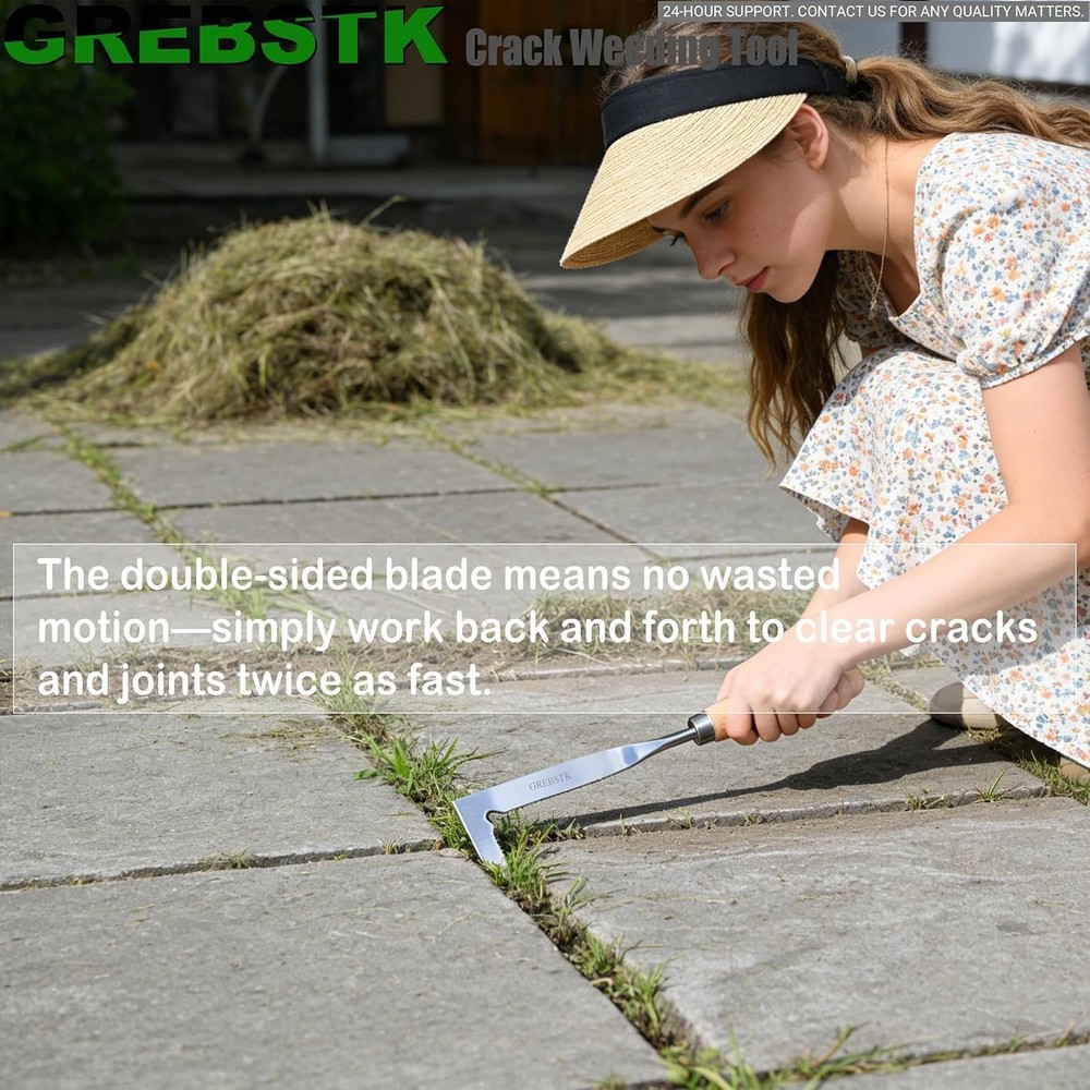 Effortless Weeding with Beech Handle Manual Weeder - Compact Gardening Tool