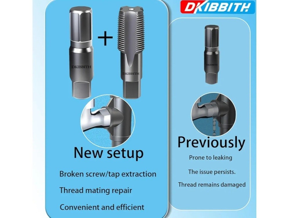 2 Piece 3/4" Pipe Extractor and NPT Tap, Broken Threads, Cut Threads, Rethread