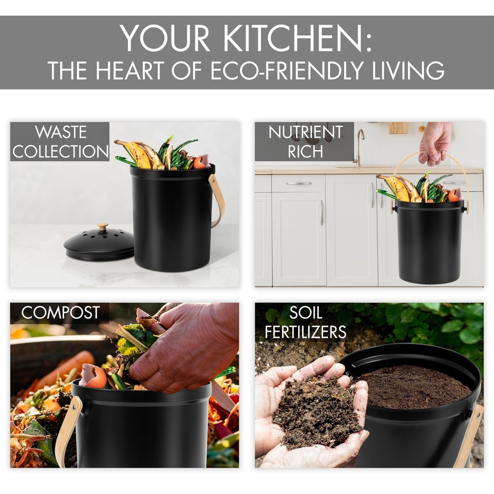 Beautiful Kitchen Compost Bin with Smell Proof Lid - Rust Proof and Odorless ...