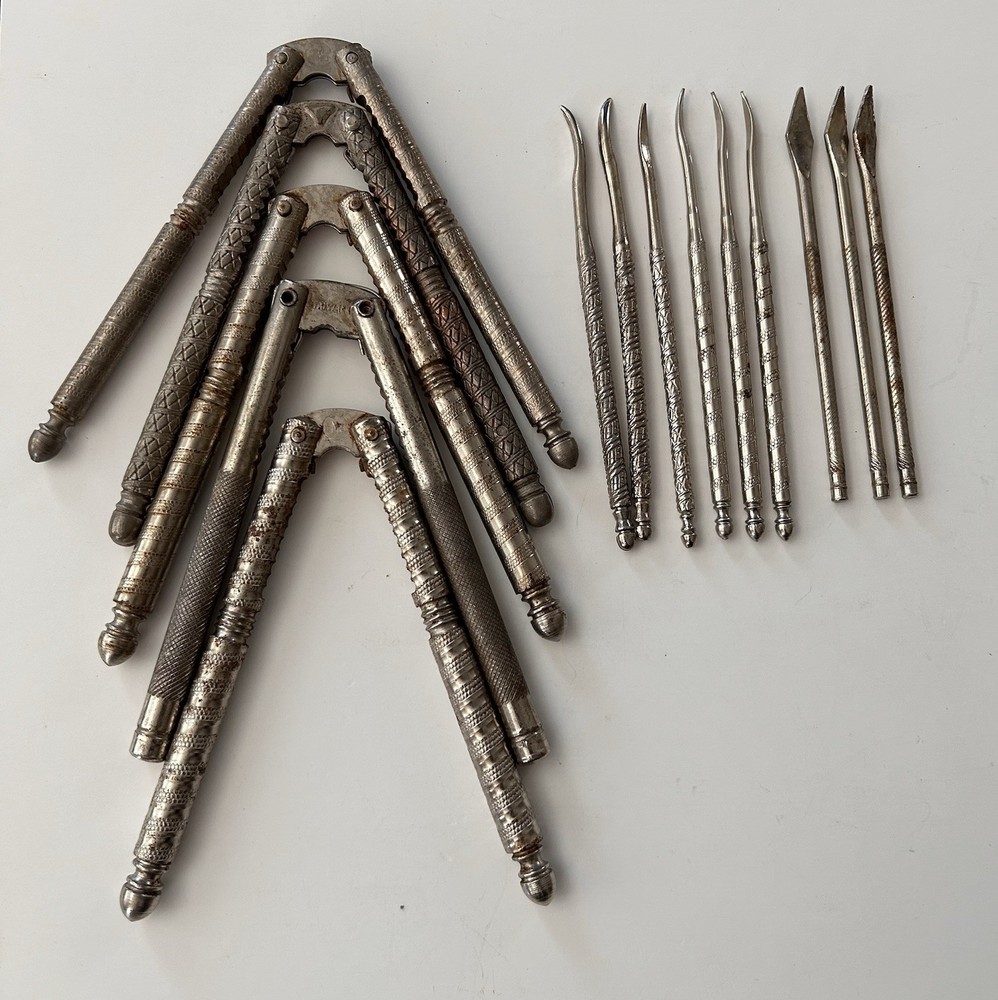 Vintage Nut Cracker Tools Lot 5 Crackers And 9 Picks