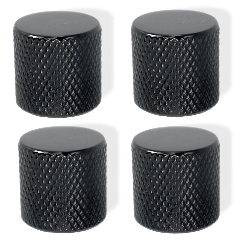 Knob Push on 6mm Black knurled edge 4 Pack  0811252BK-4P