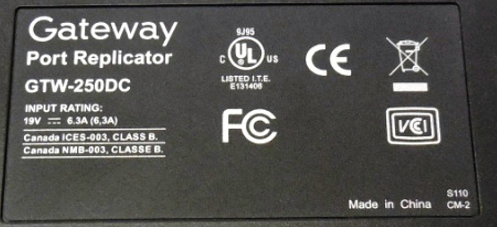 GATEWAY, PORT REPLICATOR, GTW-250DC, 19V