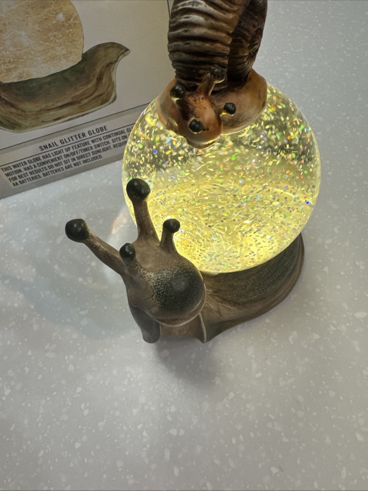 Cracker Barrel Snail Glitter Snow Globe Continual Glitter Motion Cottagecore
