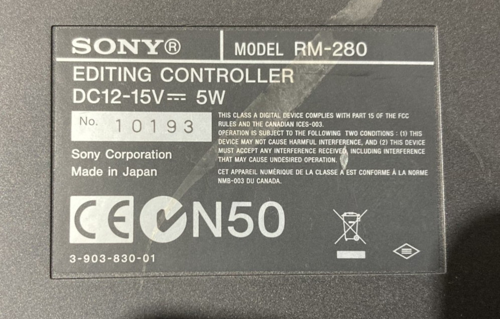 Sony RM-280 Editing Controller (Unit Only)