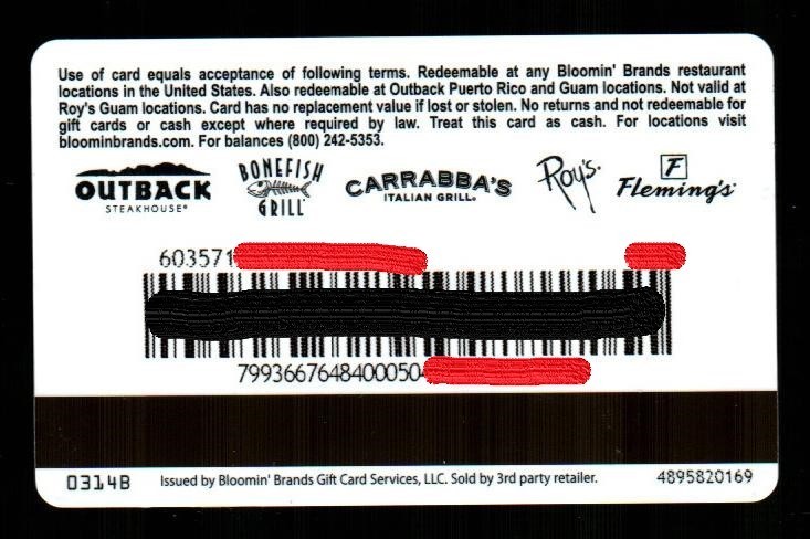 BONEFISH GRILL Fish Art ( 2014 ) Gift Card ( $0 )