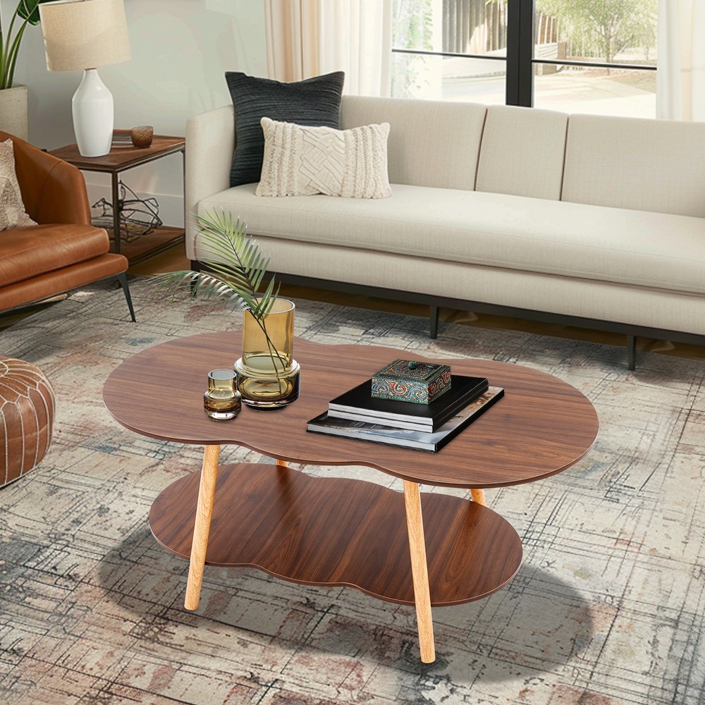 2 Tier Cloud-shaped Sofa Table Modern Coffee Table End Table for Home Office