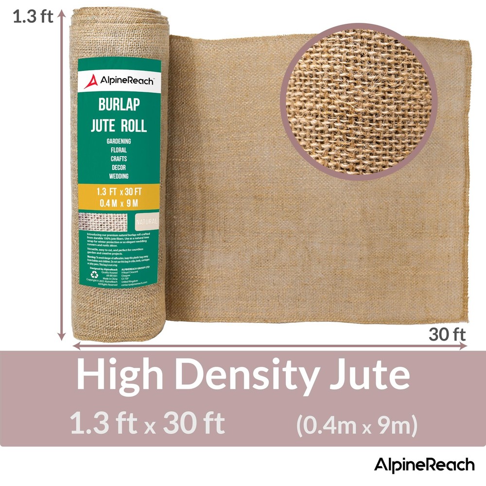 Burlap Fabric Roll 1.3ft x 30ft Natural Jute Multipurpose Rustic Decor