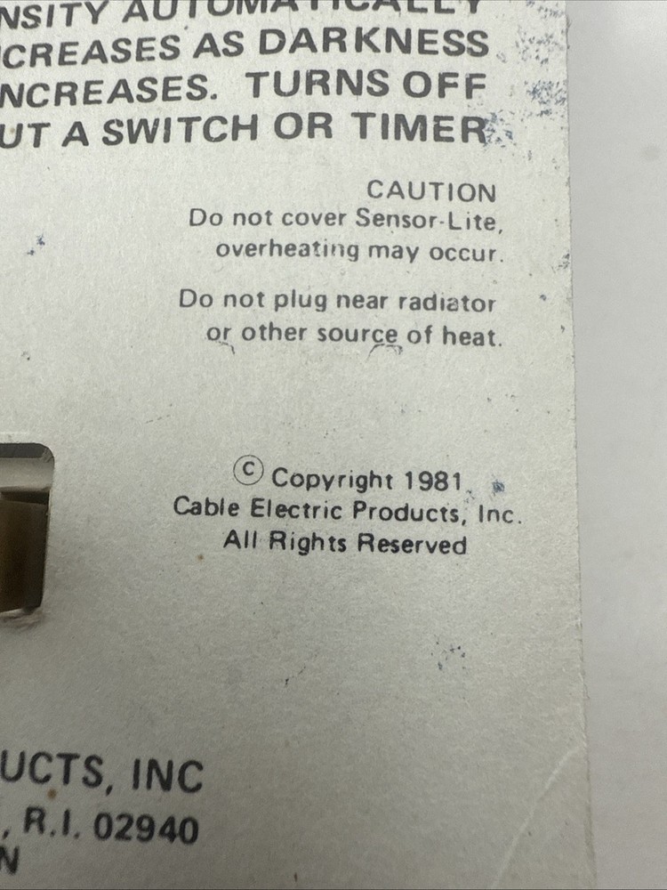 Vintage 1980’s Snapit Sensor-Lite Night Light
