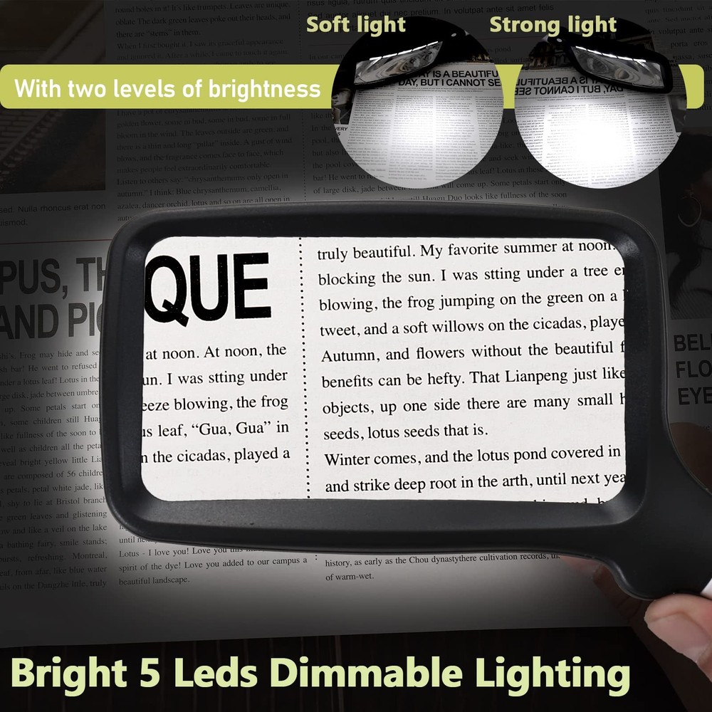 Magnifying Glass with Light, Folding Handheld 3X Large Rectangle Lighted Magn...