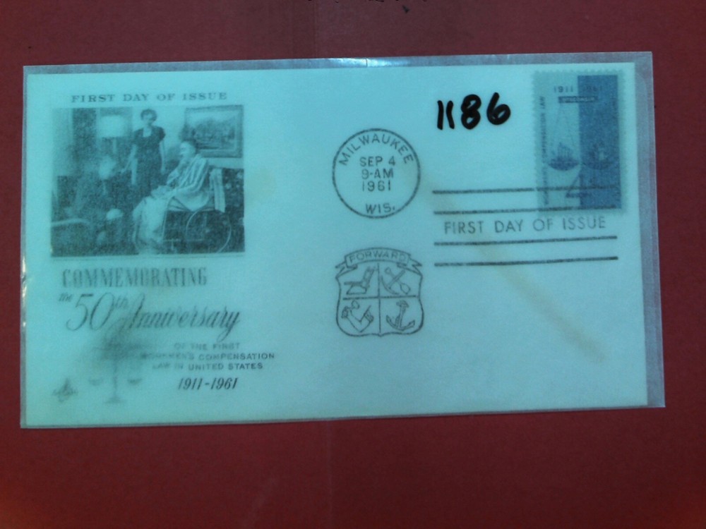 U. S.Stamp FDC- 1186 -Workman's Compensation - Art Craft cachet  -comb. shipping