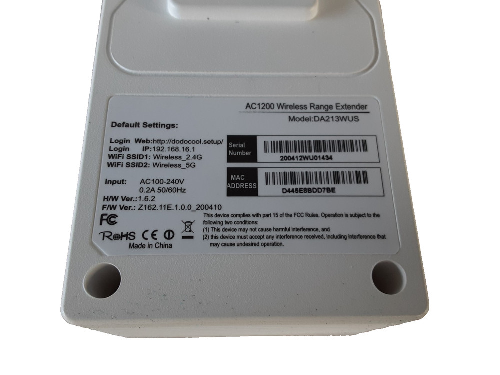 Dodocool DA213WUS Dual-Band AC1200 Wireless AP/Repeater Range Extender Device