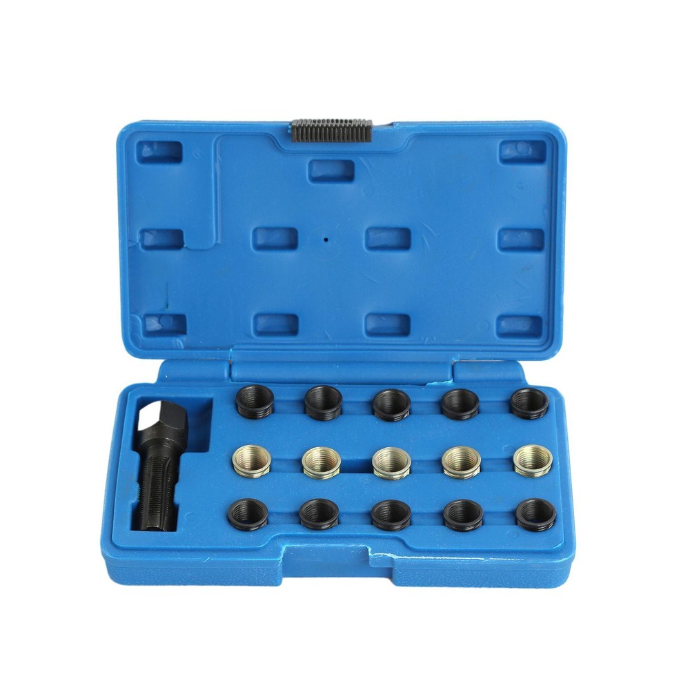 Spark Plug Thread Repair Rethreading Tool Kit M14x1.25 Threaded Coil Insert 16pc
