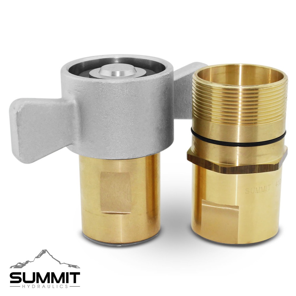 1-1/4" NPT Wet-Line Wing Nut Hydraulic Quick Disconnect Coupler / Coupling Set