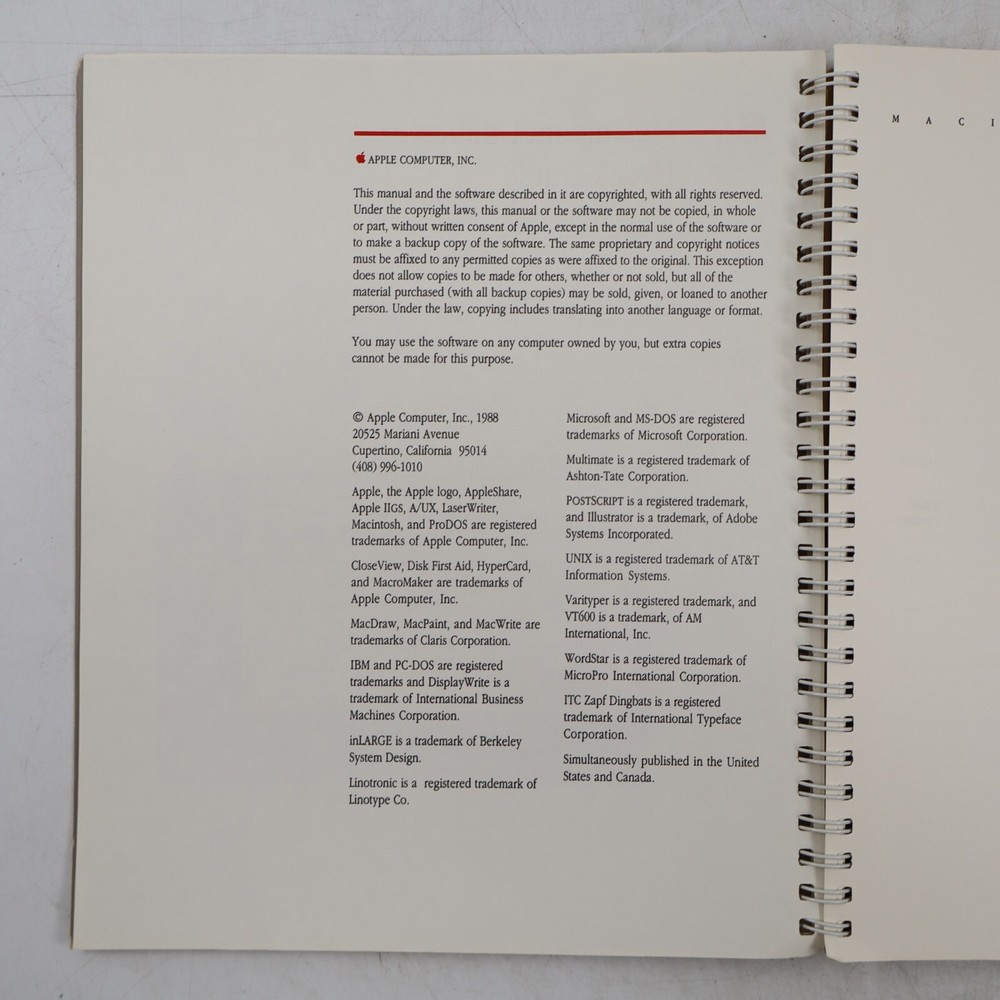 Vintage 1988 Lot Macintosh Utilities User's Guide & System Software User's Guide