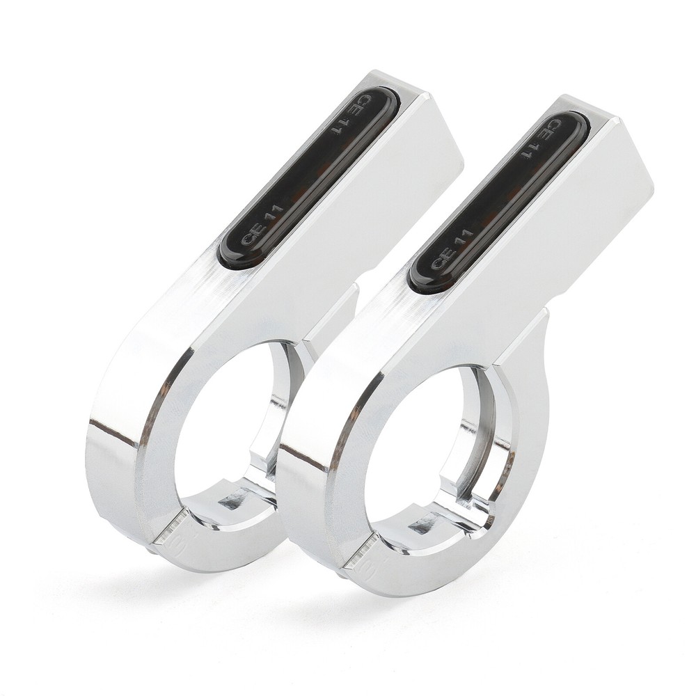 Chrome 38-41mm Front Fork LED Turn Signal Light Indicator Bullet Custom Cruiser