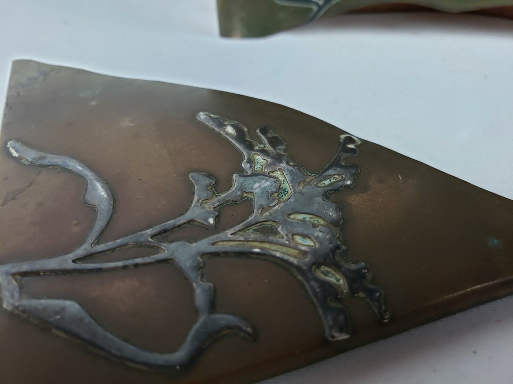 Superb 1920s multi-metal ink-blotter and angle (?) set
