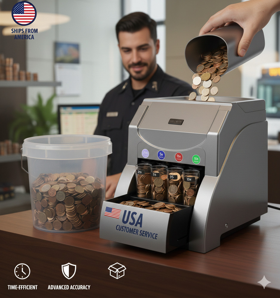 High-Speed Automatic Coin Sorter and Value Organizer