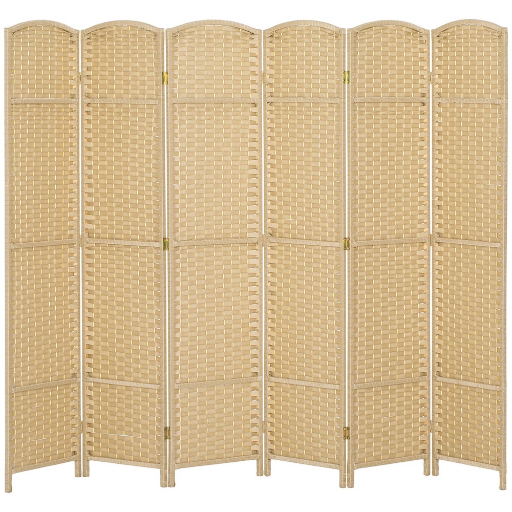 6 Panel Room Divider Freestanding Folding Privacy Screen, Beige