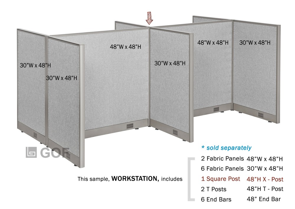 GOF X - Post Connector, 60" H for Office Partition, Panel