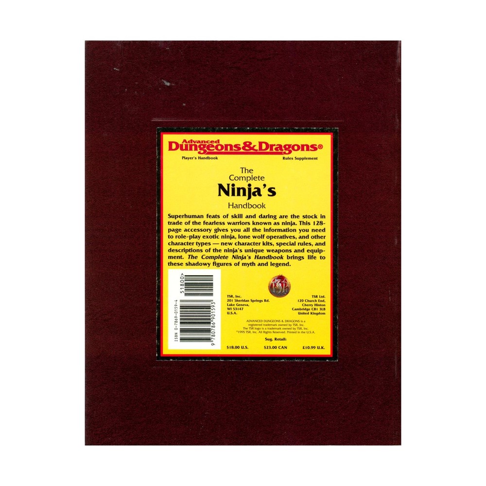TSR AD&D 2nd Ed Complete Ninja's Handbook (1st) VG+