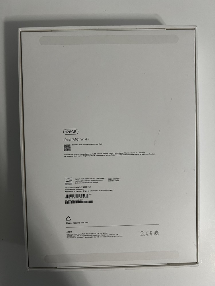 Apple iPad Box For 10th Generation 128GB Wifi EMPTY BOX ONLY