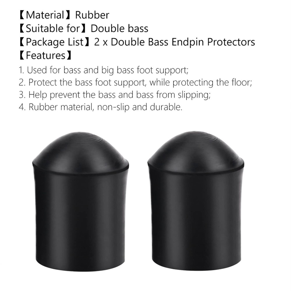 Double Bass Endpin Rubber Tip 2pcs Black
