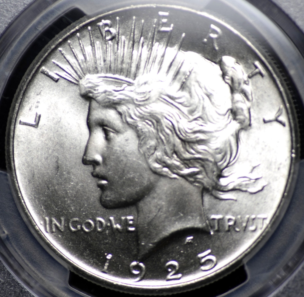 1925 PEACE DOLLAR PCGS MS 64 EXCELLENT STRIKE, LUSTER, AND SURFACE QUALITY FOR
