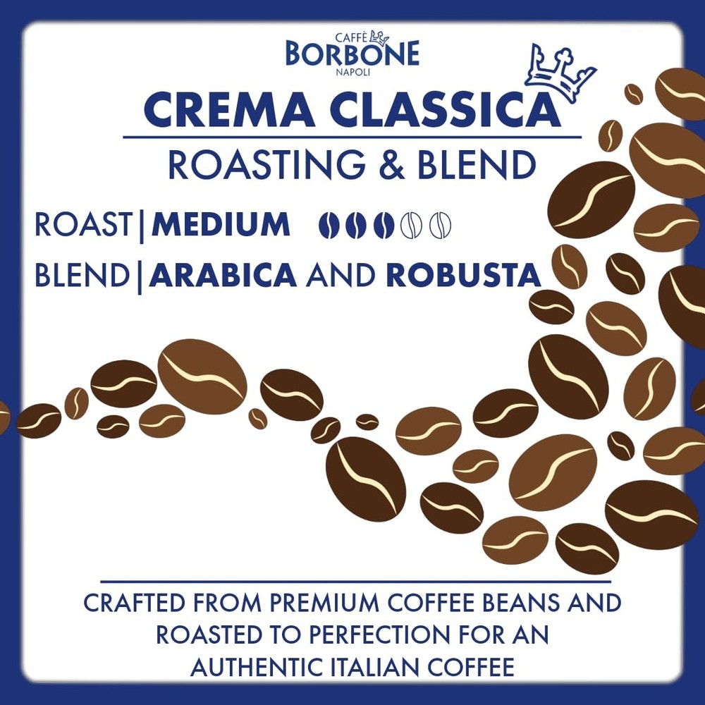 Caffè Borbone Whole Bean Coffee, Medium Roast Arabica and Robusta Blend, Crem...