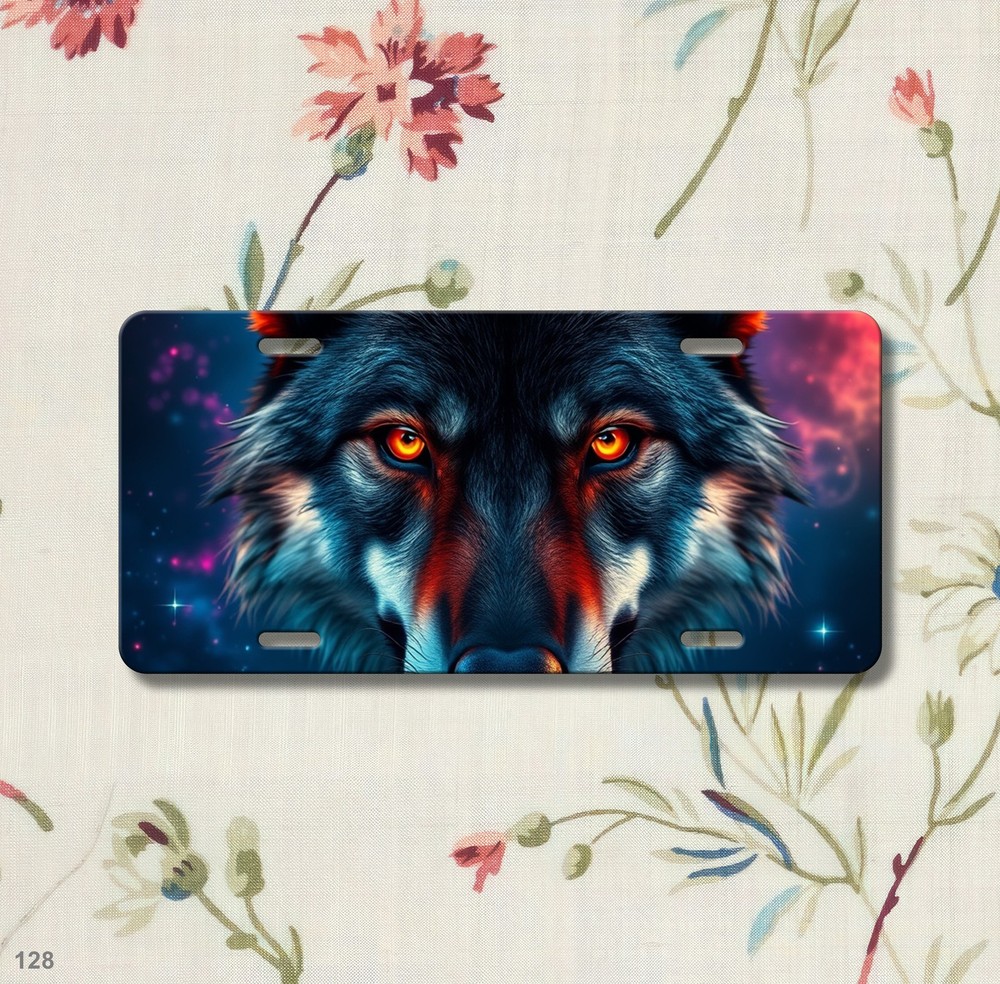Hyperrealistic Wolf License Plate Optional Text Decorative Plate Gift Idea