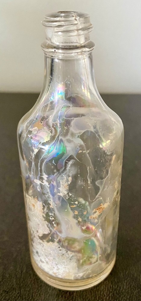Small Clear Iridized Glass Splash On Food Bottle