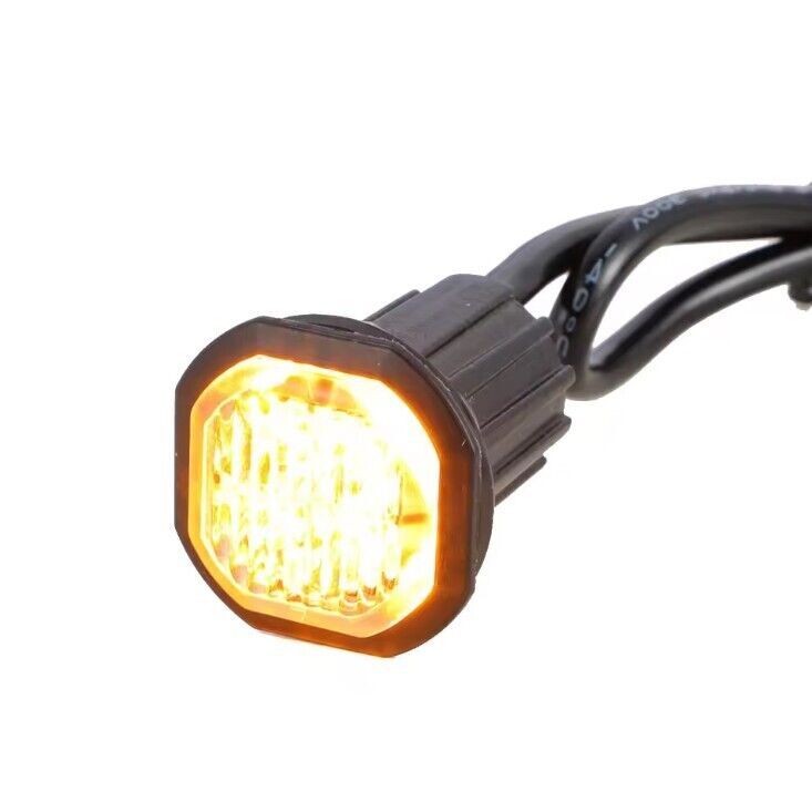 ROUND BUTTON LOW PROFILE FLUSH FIT AMBER LED STROBE EMERGENCY WARNING LIGHT