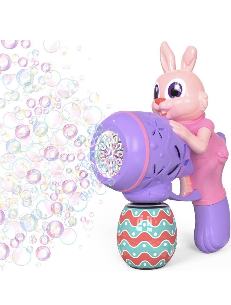 Bunny Rabbit Bubble Gun for Kids Automatic Blower with Bubble Liquid Concentrate