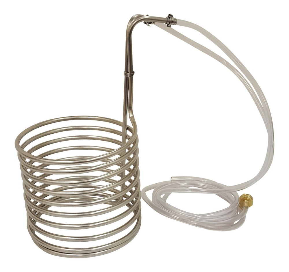 NY Brew Supply 25' Stainless Steel Wort Chiller with Vinyl Tubing - Home Brew