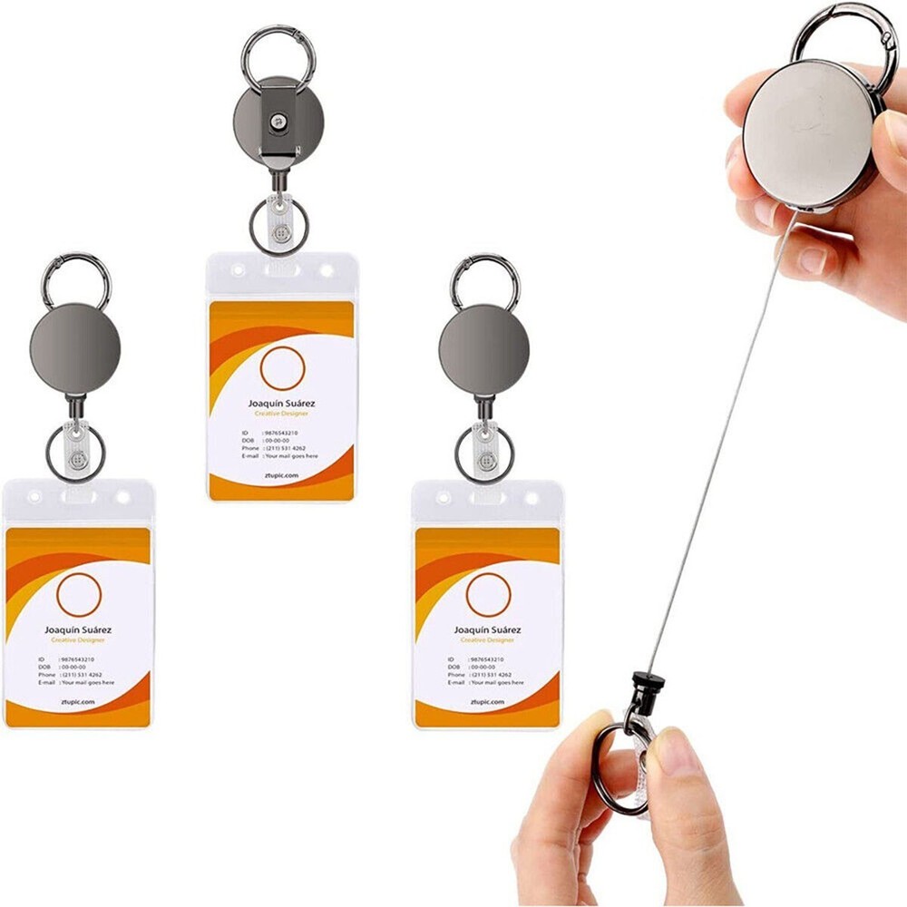 1Pcs Retractable Heavy Duty Pull Ring Key Chain Recoil Keyring Wire Rope Holder