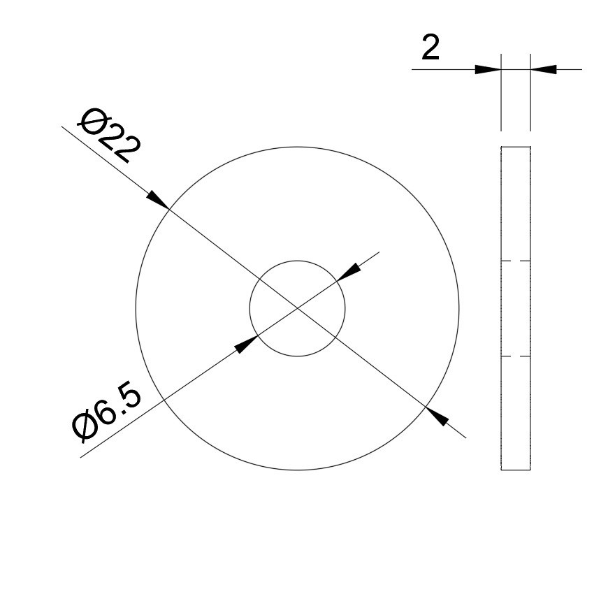 6.5×22×2 Trivalent Black Special Flat Washer (2 pcs)