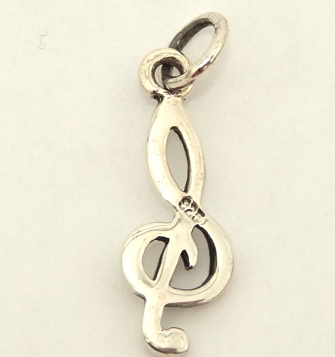 Sterling Treble Clef Charm 1" Long