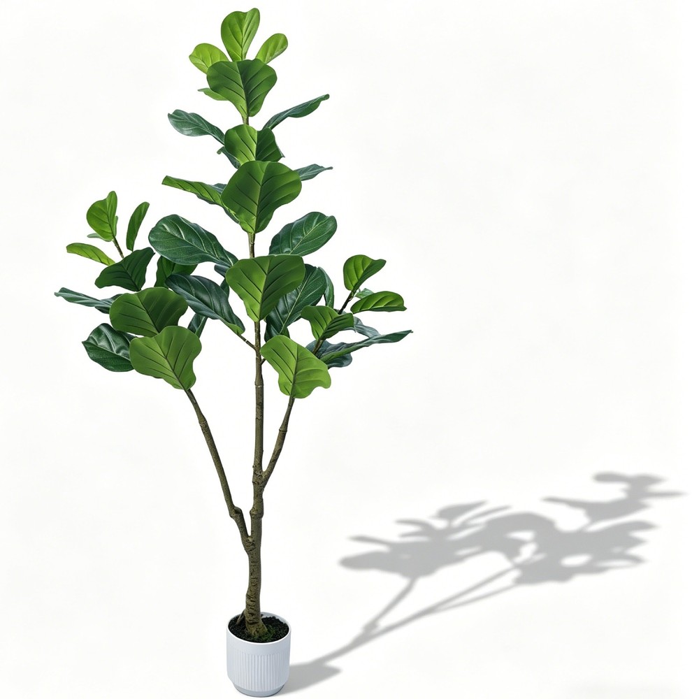 5FT Artificial Fiddle Leaf Fig Tree Tall Fake Plant Artificial Tree Home Decor