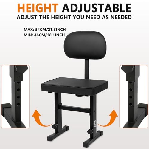 Piano Bench with backrest, Adjustable Music Keyboard Bench Stool Seat with